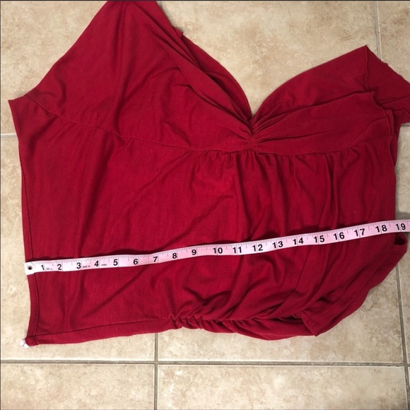 Say Anything One Shoulder Red Blouse - Picture 7 of 8